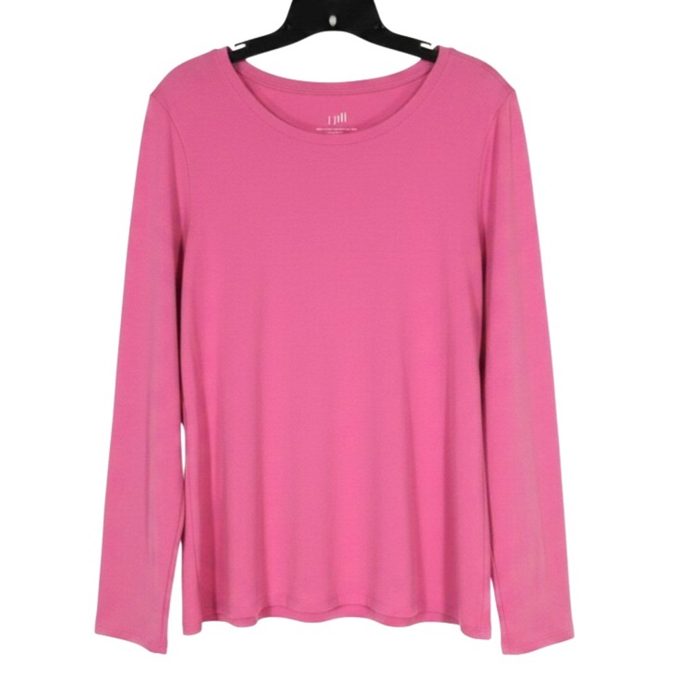 NWT J. JILL Rose Pink PIMA COTTON Round Neck LONG-SLEEVES Blouse/Top Sz XL